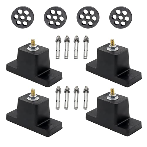 [4 Pack] Heavy-Duty Anti-Vibration Pads Rubber Isolator Mounting Brackets Kit with 8 Expansion Screws + 4 Shock Absorbing Pads – Designed for Mini Split AC/Central Air Conditioner/Air Compressor Feet