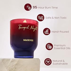 MSENSE 166oz Natural Soy Large Jar Candle with Wooden Wick Tranquil Night Scent 95 Hour Burn Long Lasting Burn Housewarming Gift for Men and Women