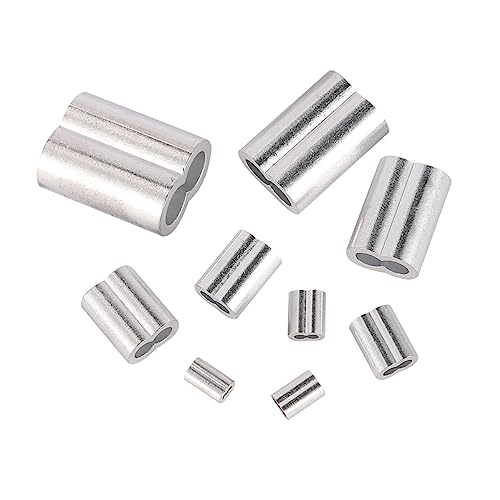 ULTECHNOVO 320pcs Wire Rope Aluminum Chuck Cable Line Ferrule Wire Rope Aluminum Sleeves Cable Gland Wire Rope Sleeves Wire Rope Crimping Cutting Tool Cable Sleeve Silver Stainless Steel