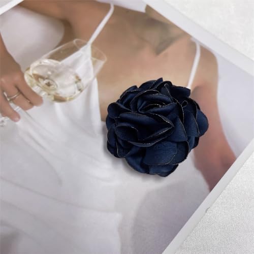 Image of Dainty Silk Rose Flower Brooch Lapel Pins for Women Men Handmade Fabric Flower Brooches Pin Classic for Wedding Party Dance Banquet Dress Suit Clothes Accessories Jewelry Gifts 60mm