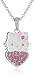 Hello Kitty Girls' Silver-Plated Crystal Heart-Pendant Necklace, 18"
