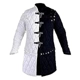 ITS MEDIEVAL Thick Padded Full Sleeves Cotton Fabric Gambeson Coat Aketon Jacket, Armor (3XL, Black & White)