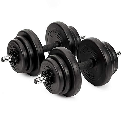 Gallant Weights Dumbbells & Barbell 20 Kg Set Home Gym Training Weights Biceps Fitness Exercise Chrome Bars Vinyl Plates Adjustable Set