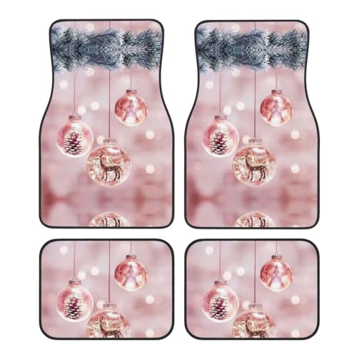 Tapis de sol voiture motif boule de Noël rose pour trajets d'hiver