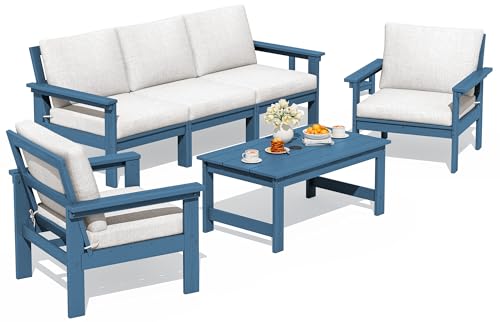 Image of SERWALL HDPE Outdoor Patio Furniture Set with Coffee Table