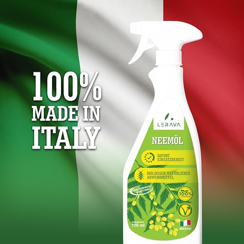 LERAVA Neemöl Spray (700 ml) – Pflanzenpflege mit Emulgator – Natürliches Mittel gegen Trauermücken & Blattläuse – Bio Blattpflege stärkt Pflanzenabwehr – Für Zimmerpflanzen & Garten - Neem Öl