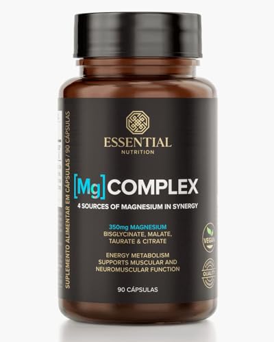 Mg Complex, Suplemento de Magnésio com 4 Fontes, 350mg, 90 Cápsulas, Vegano Essential Nutrition