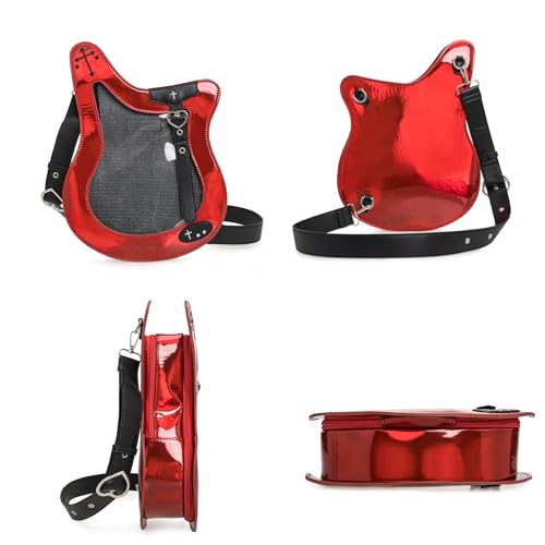 Rock Metal Guitar Ita Bag Crossbody Shoulder Bags Kawaii Cute Clear Window Pin Insert with a Removeable Strap