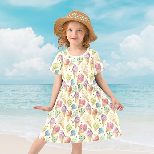 Girl's Dresses Short Sleeve Swing A-Line Cute Casual Sundress for Girls 2-8 Years4