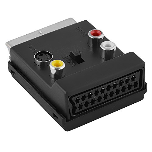 Audio Vidéo Adaptateur avec interrupteur / 1 x prise péritel mâle vers 3 x RCA 1 x S-VHS femelle et 1 x Péritel femelle / Noir