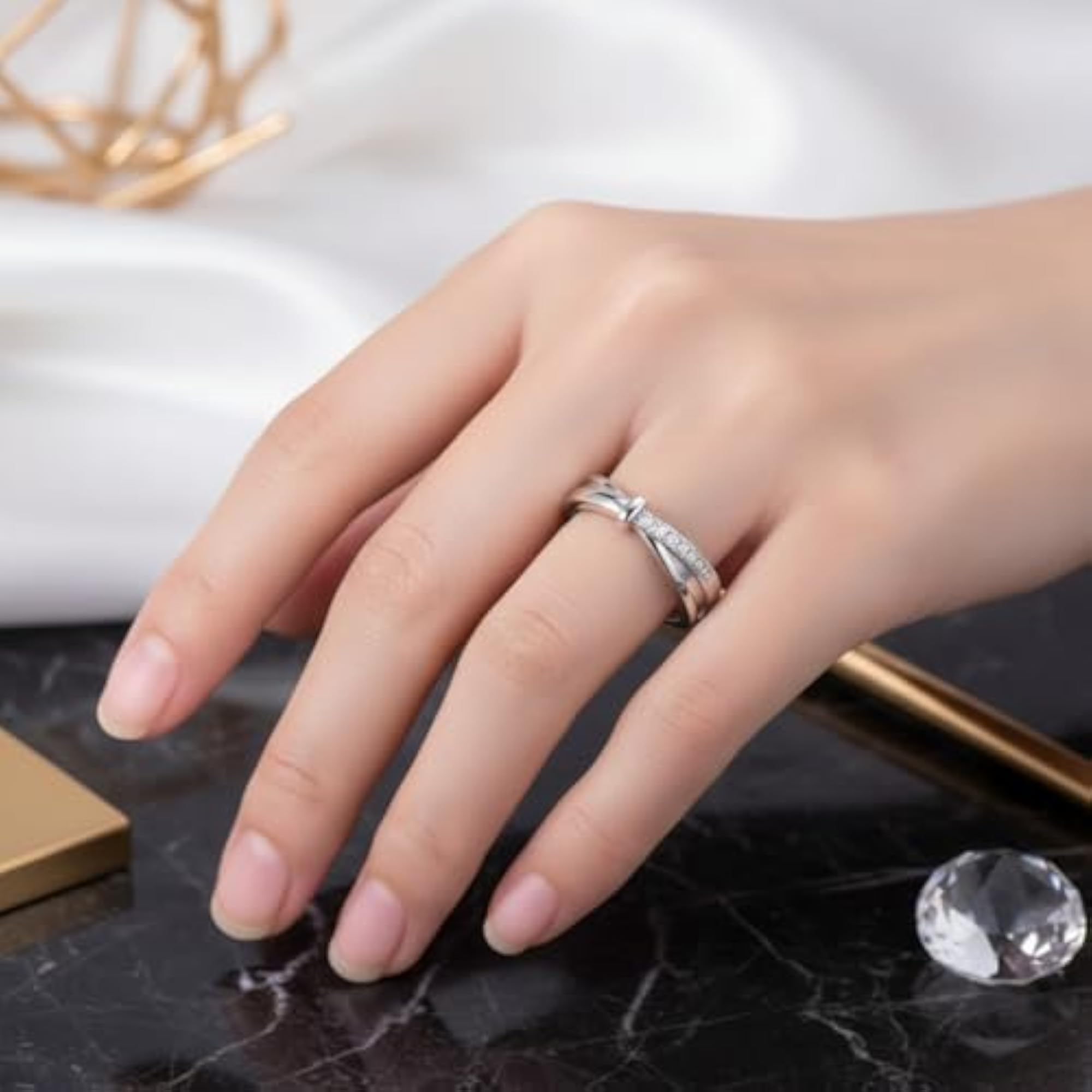 Adjustable Couple Rings Set, Stainless Steel Matching Bands