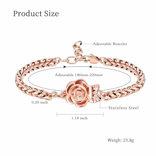 shajwo Cremation Jewelry Rose Flower Urn Bracelet for Human Ashes for Women Girl Adjustable Memorial Keepsake Link Bracelet2