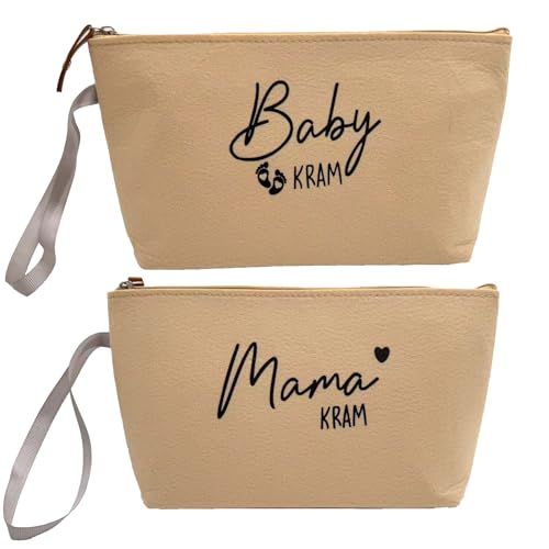 2 Stück Geschenke für Werdende Mütter,Kosmetiktasche aus Filz mit Reißverschluss,Mama Kram Baby Kram Kosmetiktasche,Filztasche für Mama Schwangerschaft,Geschenk zur Geburt
