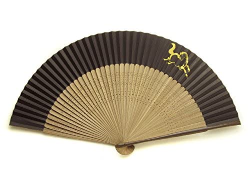 Kyoto Fan, Horse, Men's Folding Fan, Made in Japan, Kyoto Men's Paper Fan, Double-Sided Stick, Artisan, Handmade, Japanese Pattern, Black : Clothing, Shoes & Jewelry