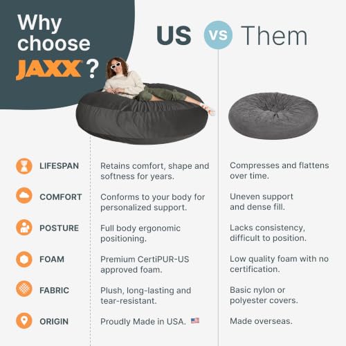 Image of Jaxx 6 Foot Cocoon - 2-in-1 Convertible Bean Bag Bed & Large Bean Bag Chair for Adults, Mandarin