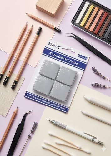 Image of 53ARTS 4pcs Kneaded Art Eraser, Soft Durable Sketch Putty Rubber, Kneadable Artist Eraser Set