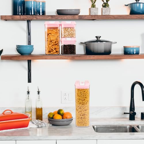 U-QE Airtight Food Storage Containers -6 Piece BPA Free Clear Plastic Airtight Containers with Easy Lock Lids for Kitchen Pantry Organization and Storage - Sugar, Flour, Cereal, Labels & Marker