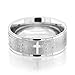 Gem Stone King 8MM Men's Stainless Steel Bible Christian Lord's Prayer Cross Wedding Band Engraved Ring