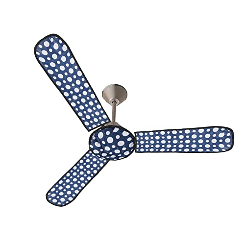 Image of Urbane Home PVC Dot Print Dust Proof Three Blade Ceiling Fan Cover (Blue)