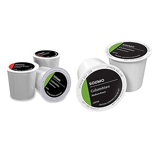 Amazon Brand Coffee Pods Variety Pack (100 Count) | Solimo Colombian, Dark Roast, and French Roast Coffee Compatible with Keurig Brewers