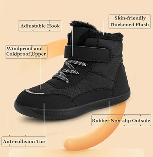 LOSD Kids Winter Barefoot Shoes, Waterproof Barefoot Winter Shoes for Kids, Non-Slip Wide Toe Box High Top Snow Boots3