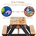 Mederra 3-in-1 Wooden Kids Picnic Table with Adjustable Umbrella, Sand and Water Activity Table with Removable Boxes for Outdoor Backyard Patio Play