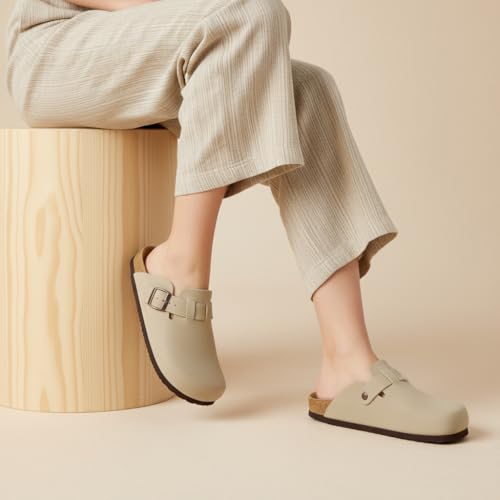 Image of CUSHIONAIRE Hana Womens Clogs | Comfortable Vegan Suede Clogs for Women | Slip On Potato Shoes with Cork Footbed & Arch Support | Memory Foam, Wide Widths Available