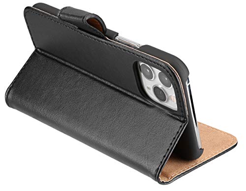 mumbi Book-Style Case Compatible with iPhone 11 Pro Genuine Leather Black - Image 3
