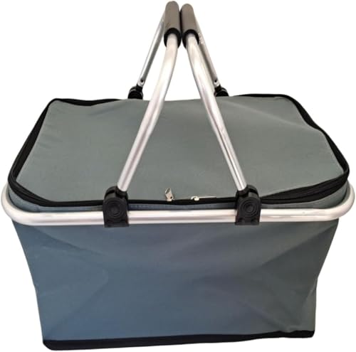 Fegsonピクニックバスケット ポータブル オックスフォード布無地断熱バスケット肥厚アルミフィルムテイクアウト大容量 クーラーバッグ クーラーボックス ピクニックバスケット お買い物バック 保冷保温 防水断熱袋屋外ピクニックバッグ断熱袋クーラーバスケット