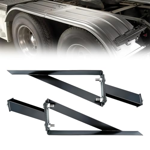 Adjustable Universal Center 1/2 Fender Mounting Bracket - Left Driver & Right Passenger Side Pair Compatible with Peterbilt Kenworth Mack Freightliner Volvo & Most Semi Trucks (2 Pack)
