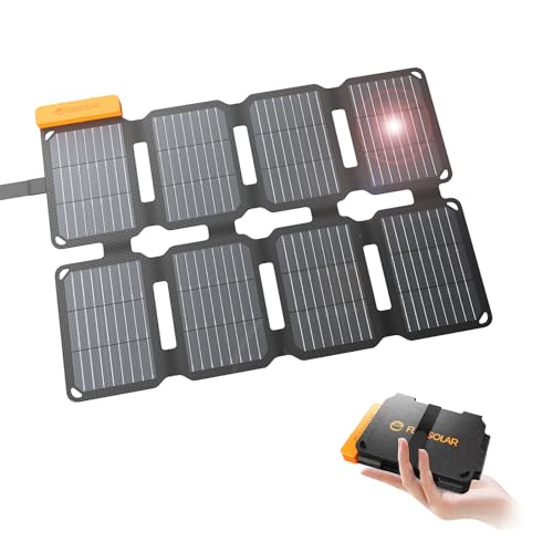 FlexSolar Portable 25W Solar Panel Charger with USB-A and USB-C Ports.0.8lbs,IP57 Waterproof and...