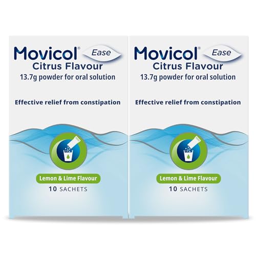 Movicol Ease Stick Sachets Citrus 2x10 Sachets Constipation Relief for Adults Laxatives Relief hydrates softens & Help Restore Natural Bowel Movement