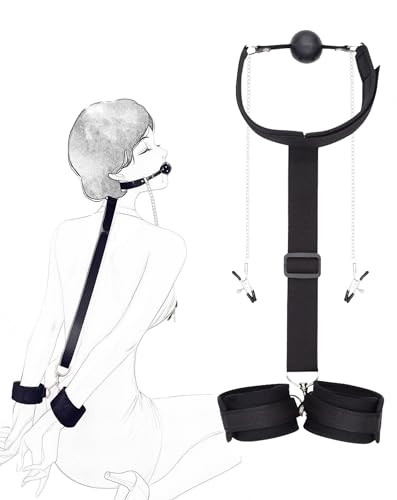 Sex Bondage SM Kit Fesselset für Paare,Nippelklemmen Knebel Fesseln Sex Set Spielzeug für Paare I Fesseln Set Extrem BDSM Sexspielzeug für Paare Extremer Anfänger,Erfahrene Paare
