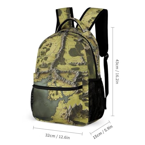 Middle Earth Map Backpack for Men Women, Durable Small Backpack Casual Lightweight Daypack for Travel Bag2