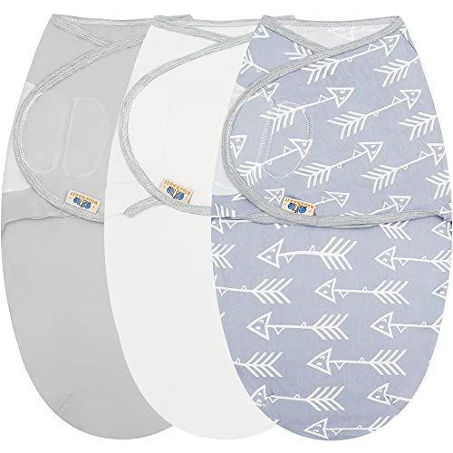 Image of BlueSnail Soft and Breathable,Adjustable Baby Swaddle Newborn Receiving Blanket (3pack,0-3 Months) (Gray Arrow)