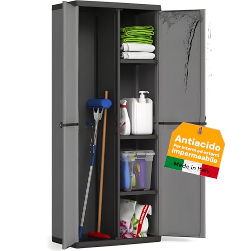 Avilia Armadio da Esterno Impermeabile - Armadio 2 Ante in PVC con 3 Ripiani Regolabili – Armadio...