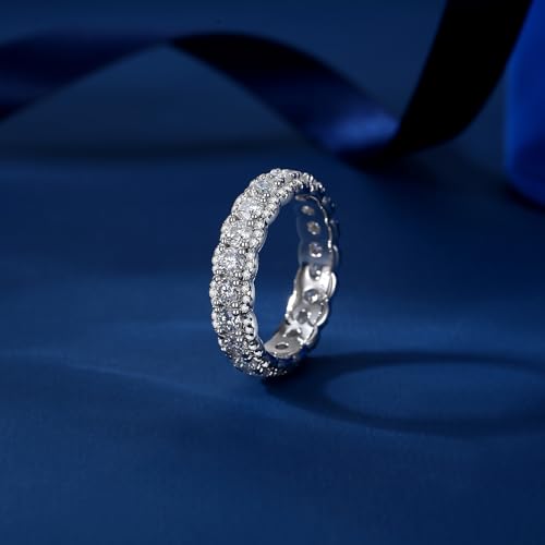 Moissanite Eternity Ring for Women Round Cut D Color VVS1 Moissanite Wedding Band, S925 Sterling Silver 18K White Gold Plated Promise Engagement Rings for Women4