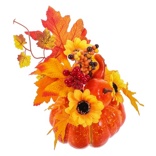 Citrouille artificielle Halloween avec baies glands composition table automne Thanksgiving