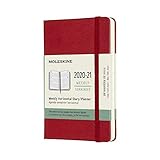 Moleskine - Agenda Settimanale Orizzontale, Agenda Tascabile 18 Mesi 2020/2021, Weekly Planner con Copertina Rigida e Chiusura ad Elastico, Formato POCKET 9 x 14 cm, Colore Rosso Scarlatto, 208 Pagine