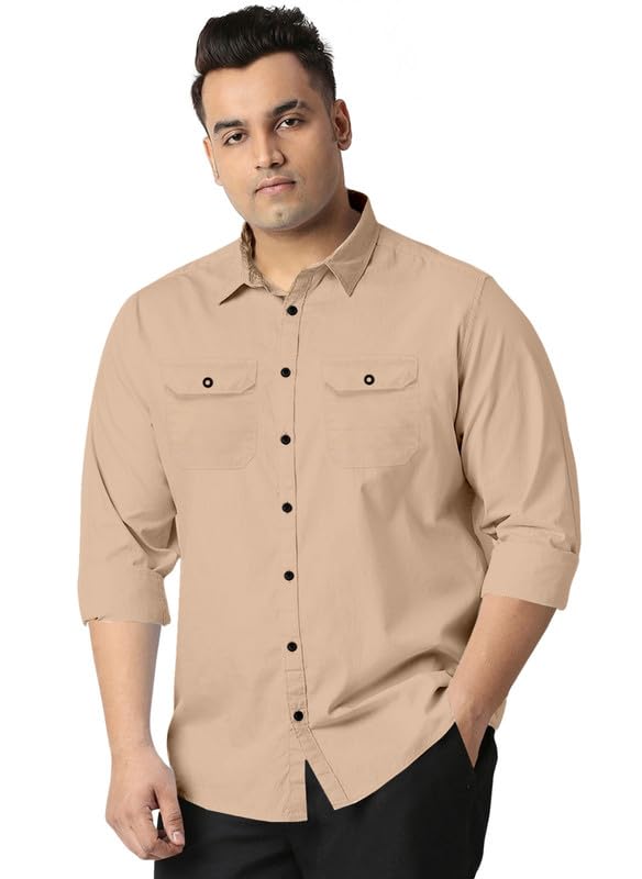 Plus Size Men's Cotton Blend Casual Shirt with 2 Front Pockets-rs_2p_Wine_Shirt_C1_80_P-picture-20
