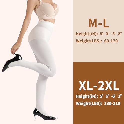 Image of DancMolly Opaque Fleece Lined Tights for Women, High Waist Warm Winter Thermal Control Top Pantyhose
