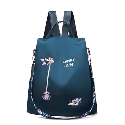 Fashion Cuqui Zaino Antifurto Donna Impermeabile Grande Capacità Multipli Scomparti Design Bel con Fiori, blu, M