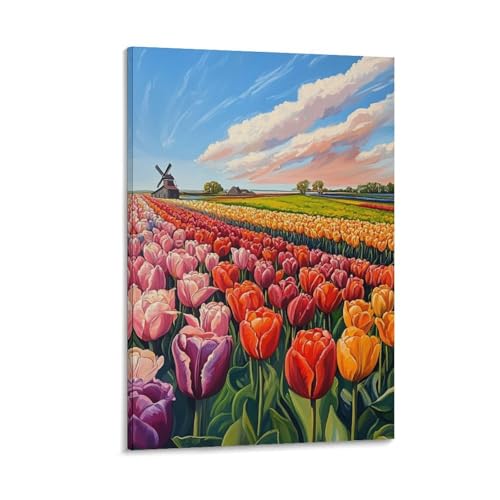 Impression sur toile tulipe murale peinture apaisante pour chambre et salon