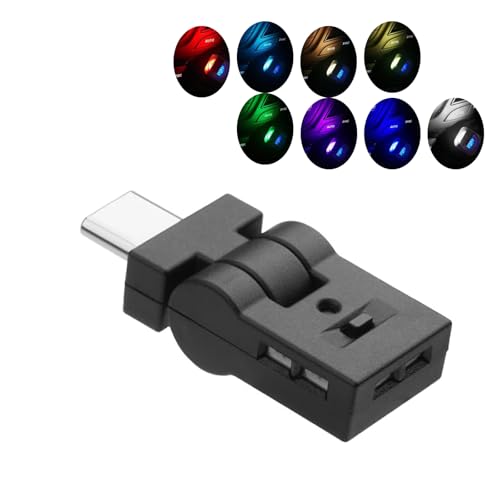 Juckier USBライト 車内用 LED 照射方向切替/180°首振り/自動点灯/RGB8色 メモリー機能搭載 アンビエントライト 小型軽量 簡単取付 USB給電 車アクセサリー Type-C 1個入り