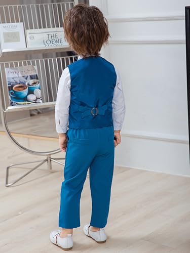 Image of Baby Boys Gentleman Formal Suit Set with Vest, Pant, Shirt, and Bow Tie, Weding 4Pcs Outfit