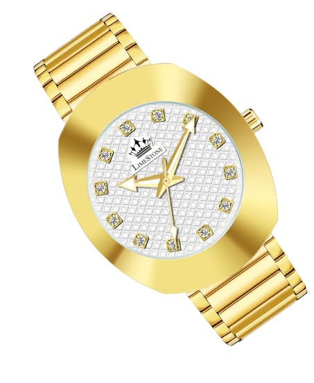 LIMESTONE Original Gold Plated IZIPIZI 3D Dial Studded Quartz Analog Watch - for Men (RADD013) (B0CLZL8BD2) Amazon Price History, Amazon Price Tracker