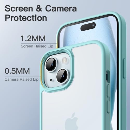 Image of JETech Matte Cover Case for iPhone 15 6.1-Inch, Shockproof Military Grade Drop Protection, Frosted Translucent Back Phone Cover, Anti-Fingerprint (Bright Blue)