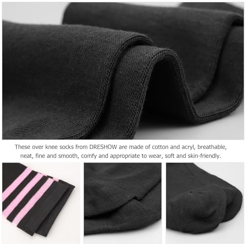 Image of DRESHOW Extra Long High Thigh Socks Striped Over Knee Thin Tights Long Stocking