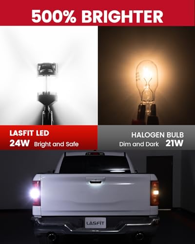 Image of LASFIT D2 7440 7443 LED Bulbs Reverse Back Up Lights Built in Resistor with Fans 7441 7444 LED Anti Hyper Flash Canbus Reversing DRL Turn Signal Parking Lights No Load Resistor Need, 6000K White