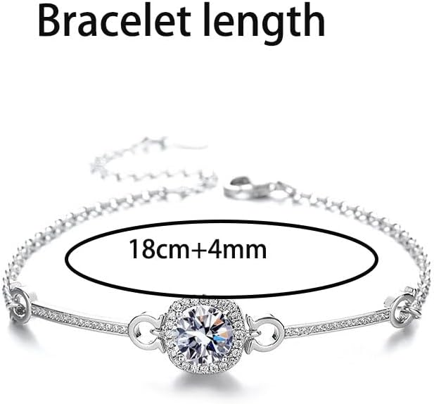 Hadskiss Silver Cubic Zirconia Earrings and Pendant Necklace Link Bracelet Set for Women 14K White Gold Plated Square Wedding Jewelry Sets for Bride Bridesmaid - Image 3